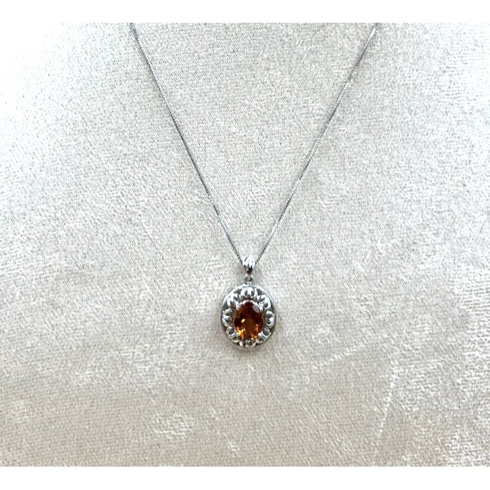 Citrine Gemstone Pendant and Ring 925 Sterling Silver 18" Chain Size 7 Ring - Picture 2 of 16